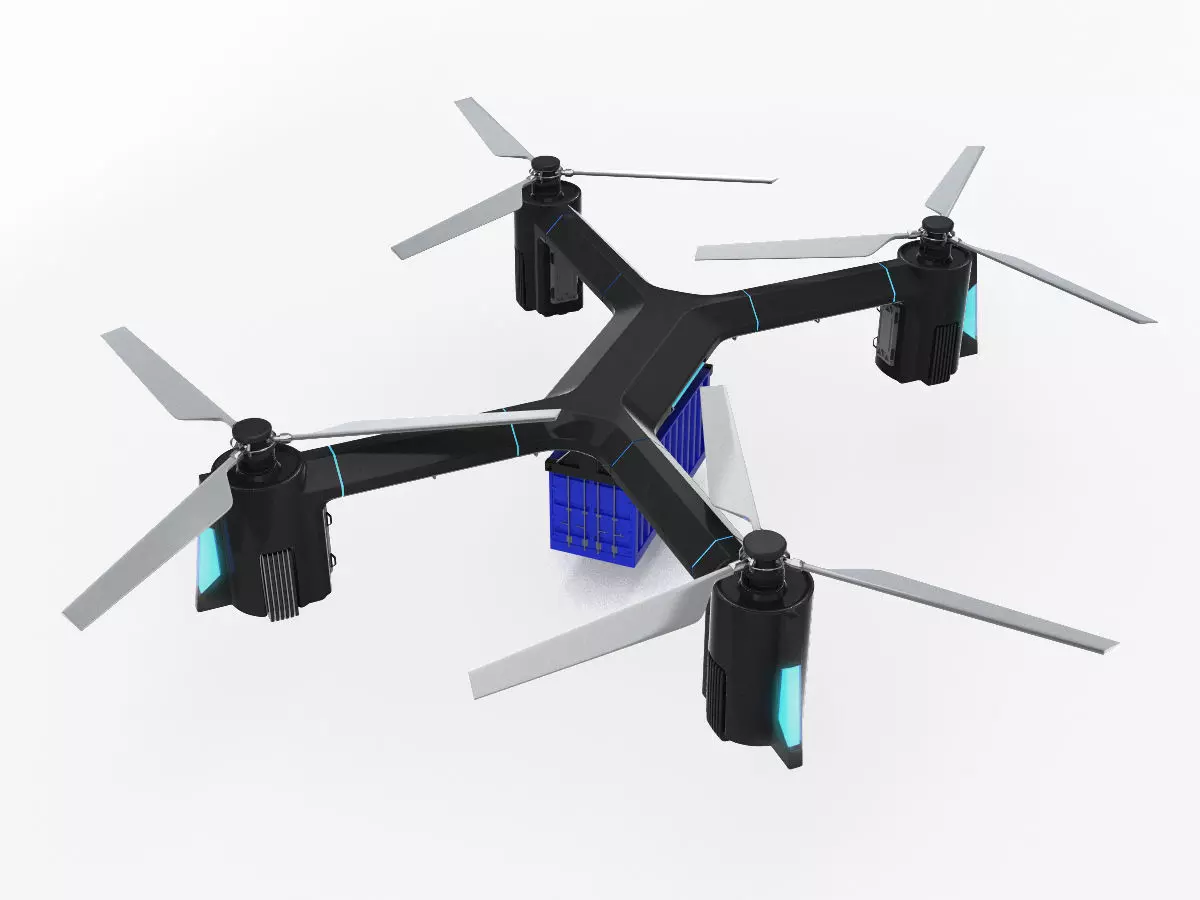 Cargo Quadrocopter  Dron Concept 3D model_0