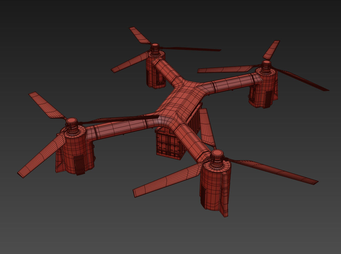 Cargo Quadrocopter  Dron Concept 3D model_11