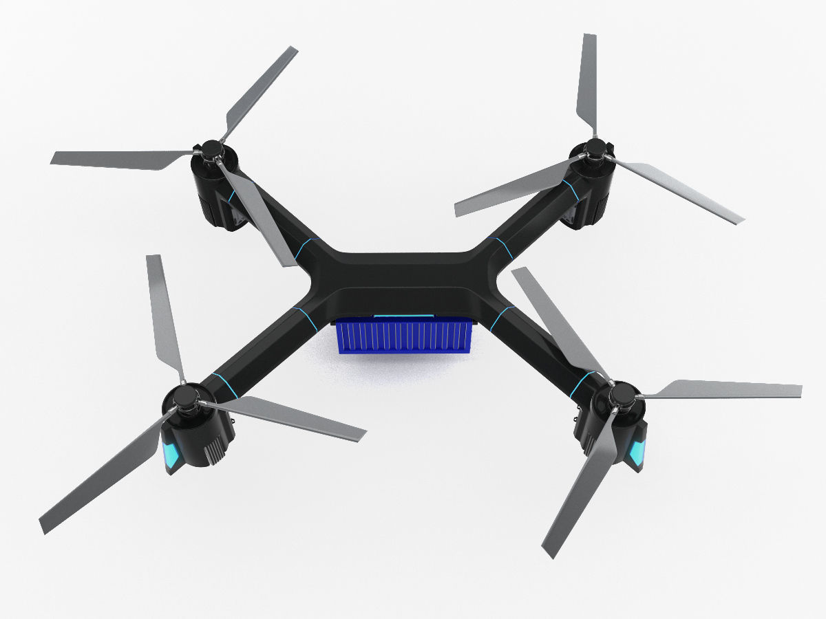 Cargo Quadrocopter  Dron Concept 3D model_2