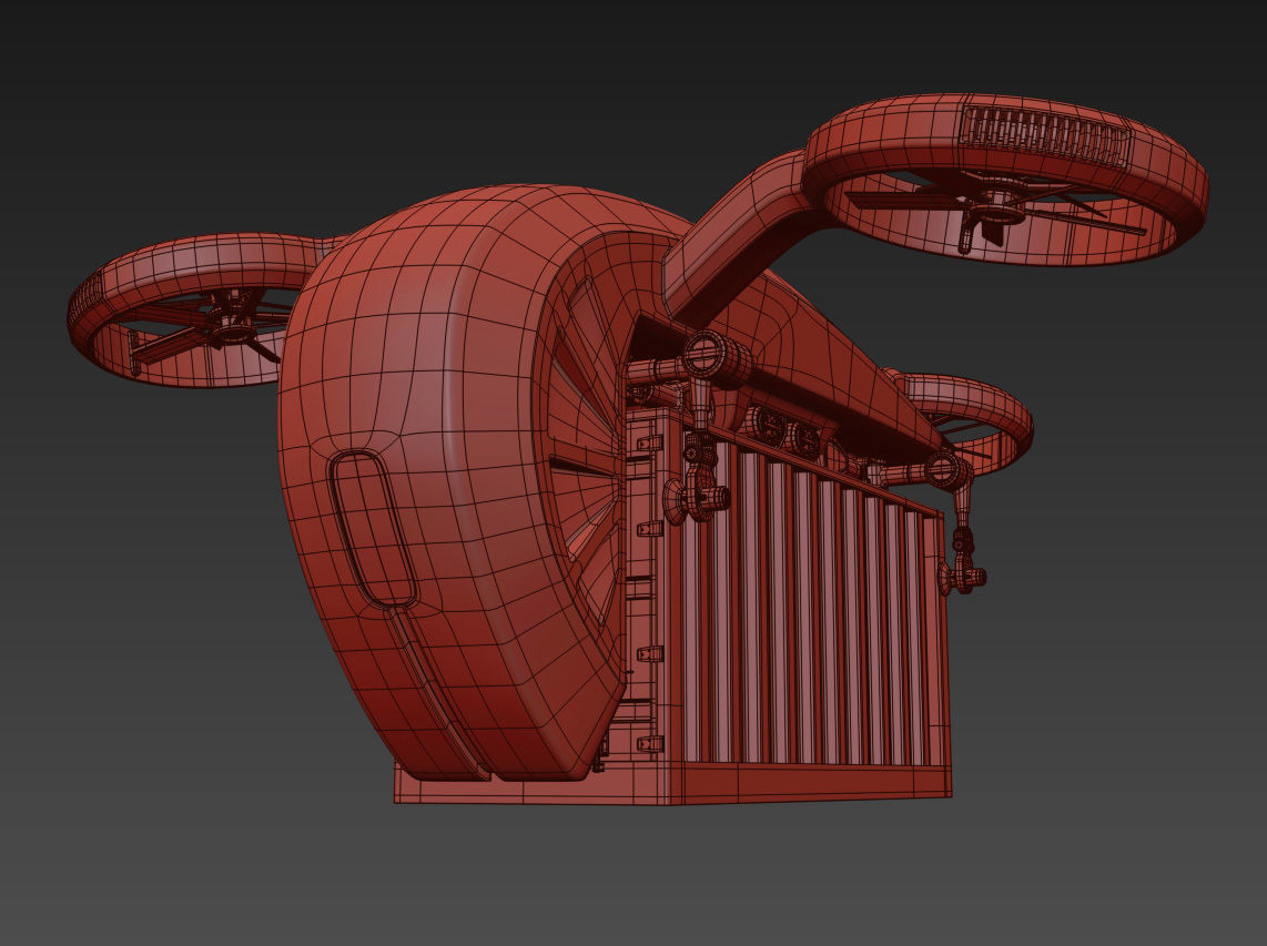 Cargo Quadrocopter  Dron Concept 02 3D model_3