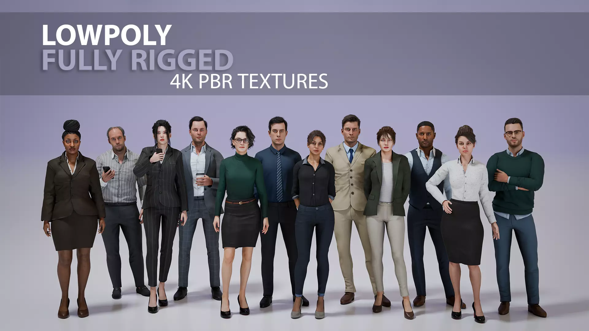 Business Characters Pack Low-poly 3D model