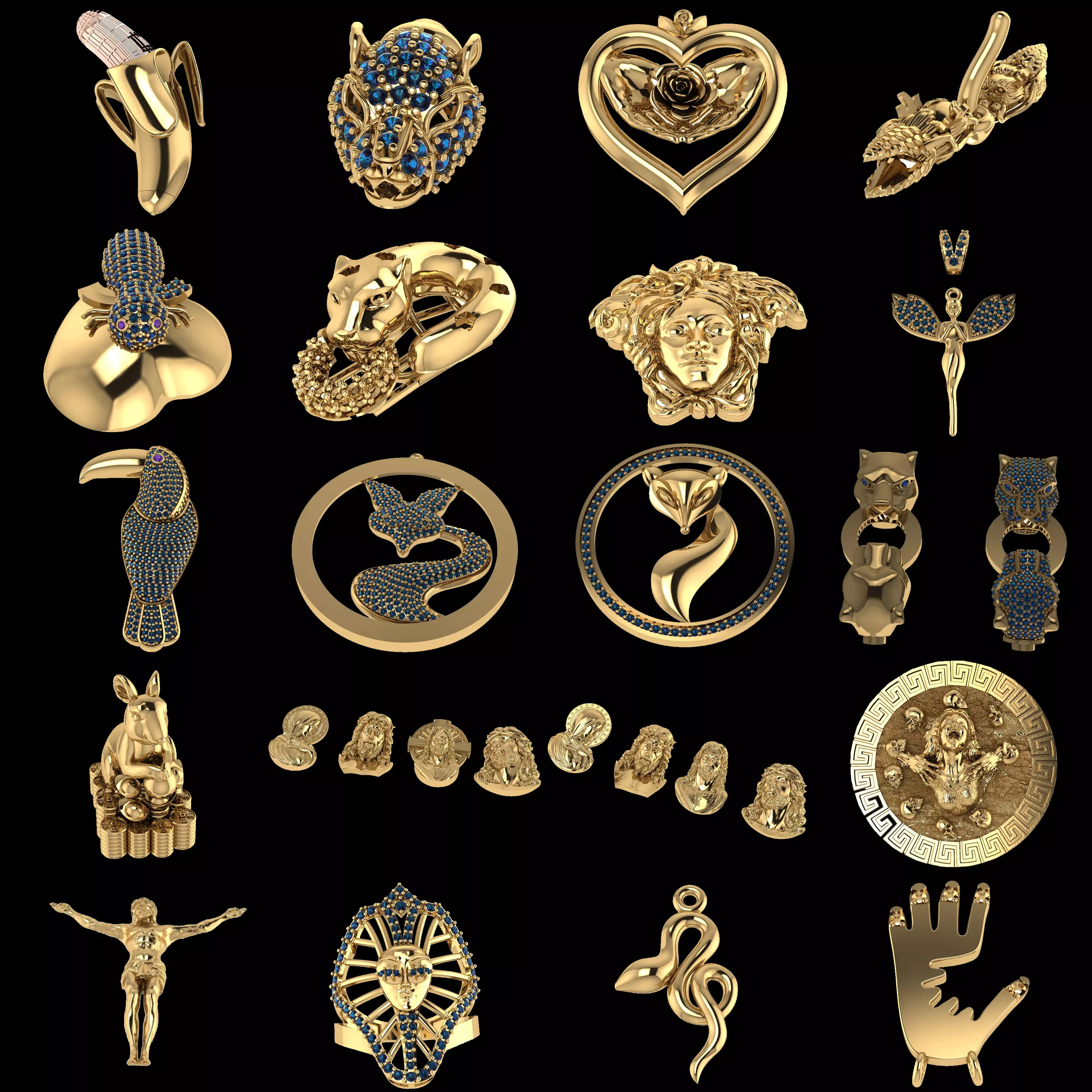 20 Luxury Animal and Mythical Jewellery CAD Design Collection 3D print model