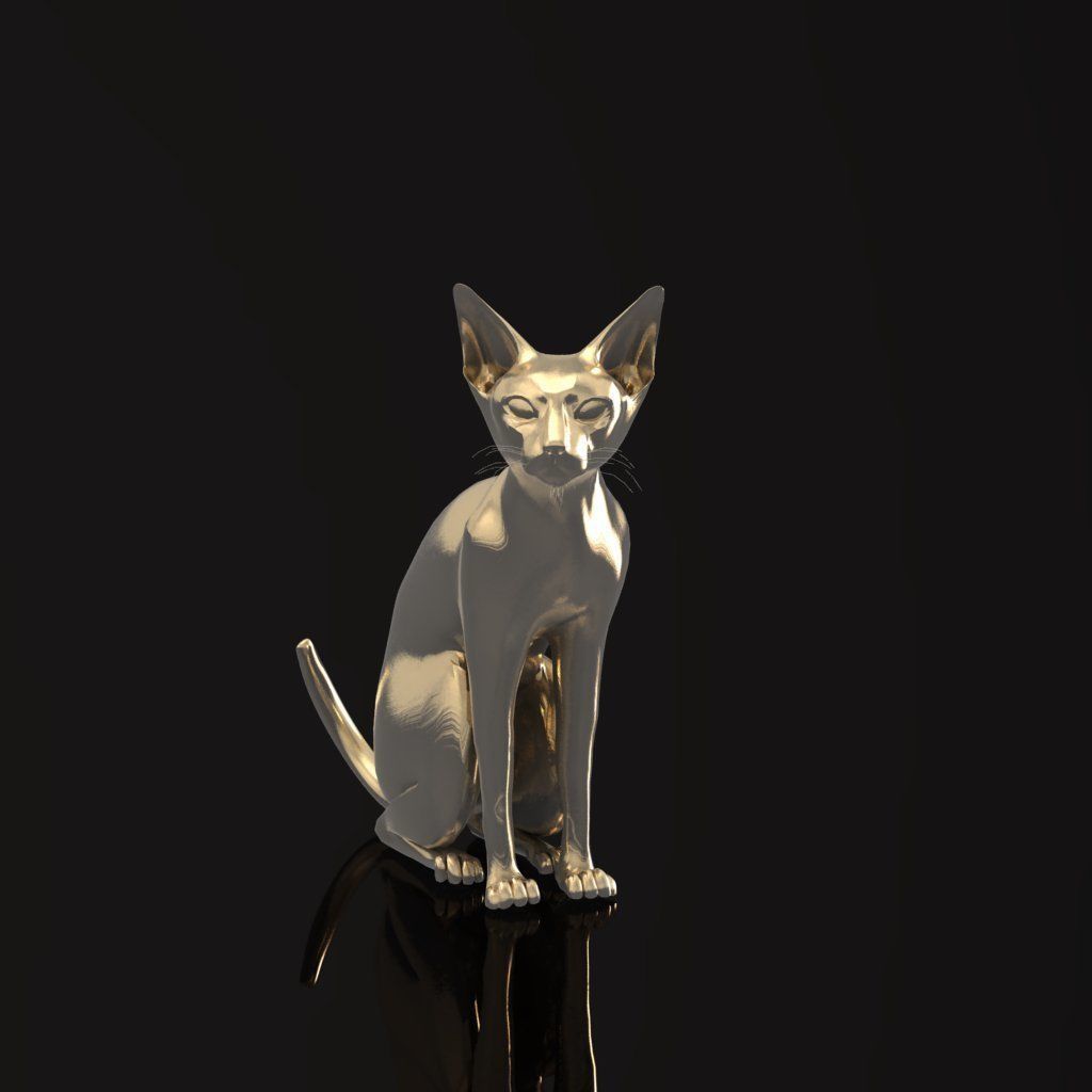 Gold cat 002 3D print model_2