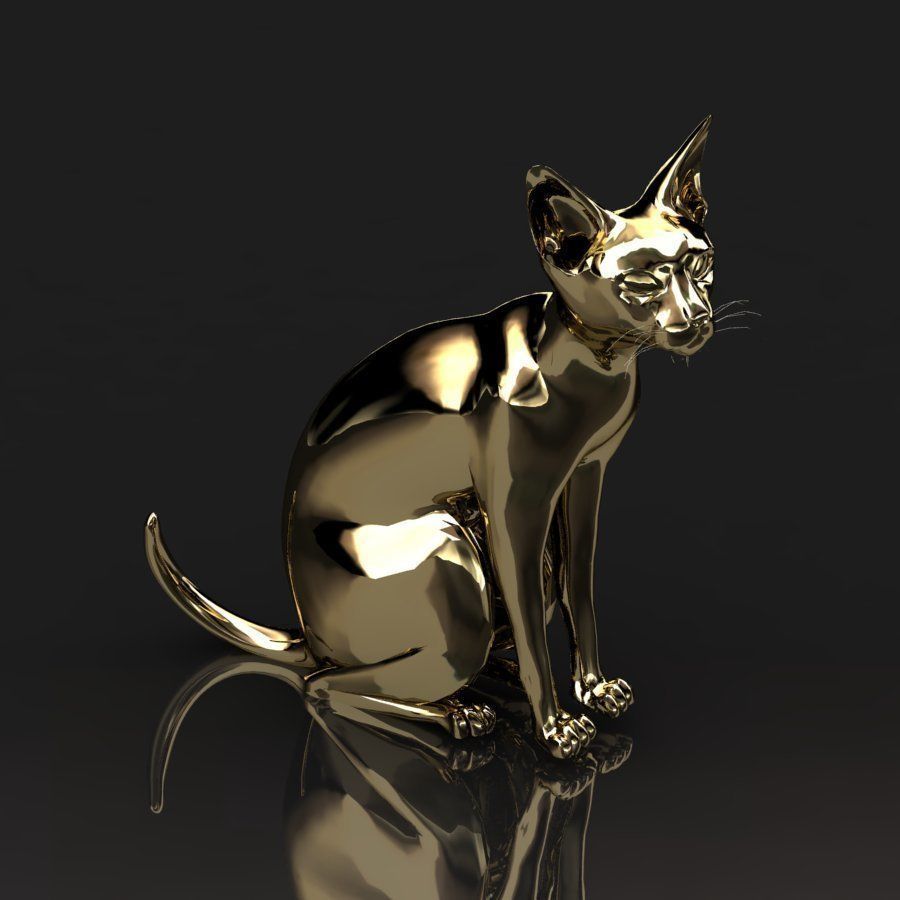 Gold cat 002 3D print model_3