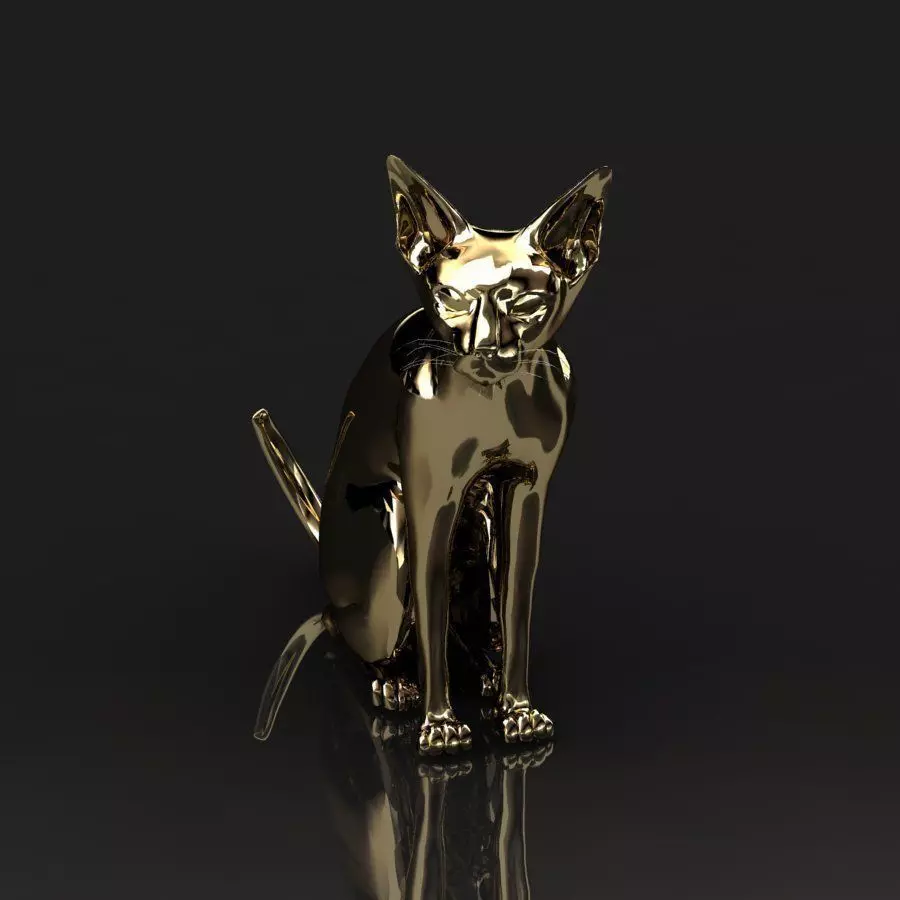 Gold cat 002 3D print model_0