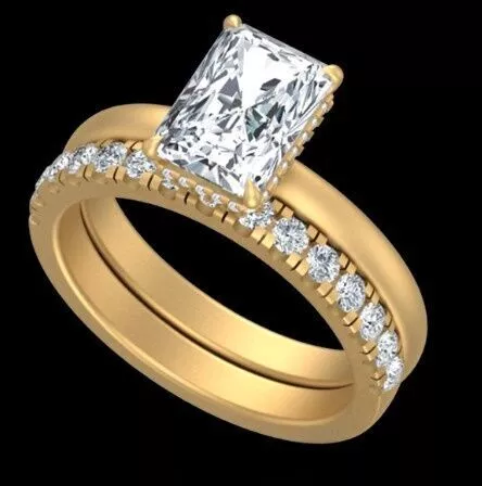 Radiant Cut Diamond Engagement Ring 3D print model