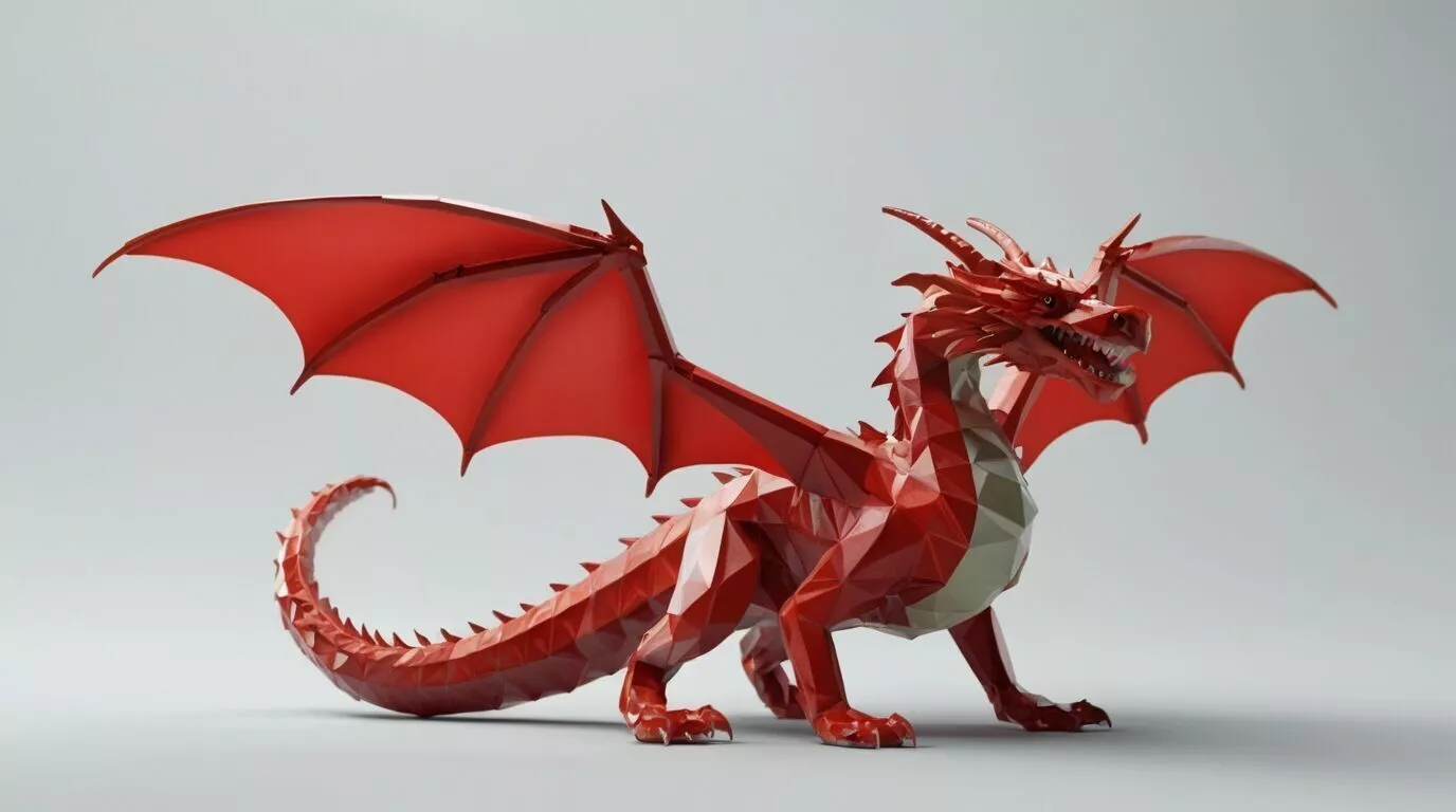 Low Poly Red Dragon 3D Model - Geometric Fantasy Asset 3D print model