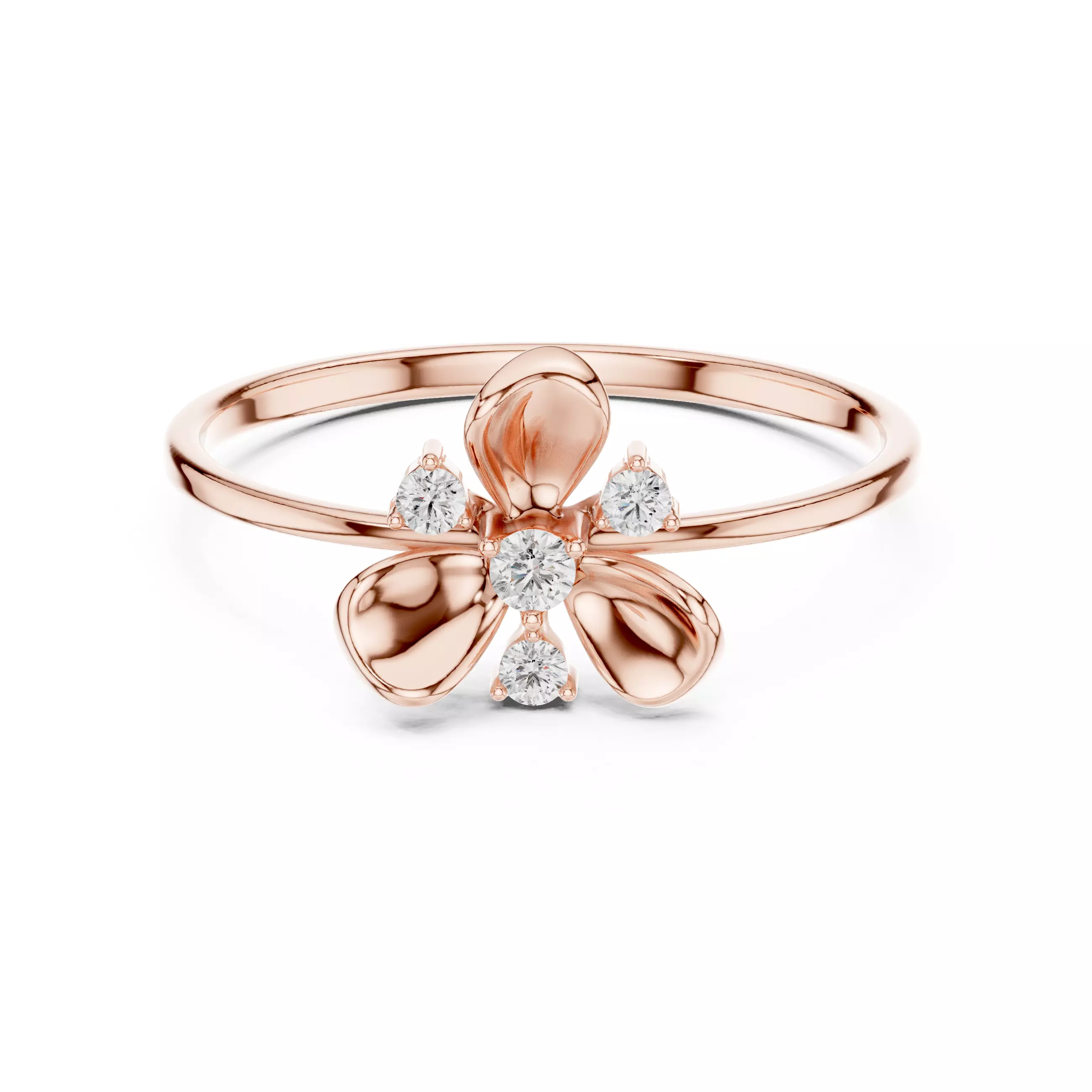Petal Flower Diamond Ring 3D Model 3D print model