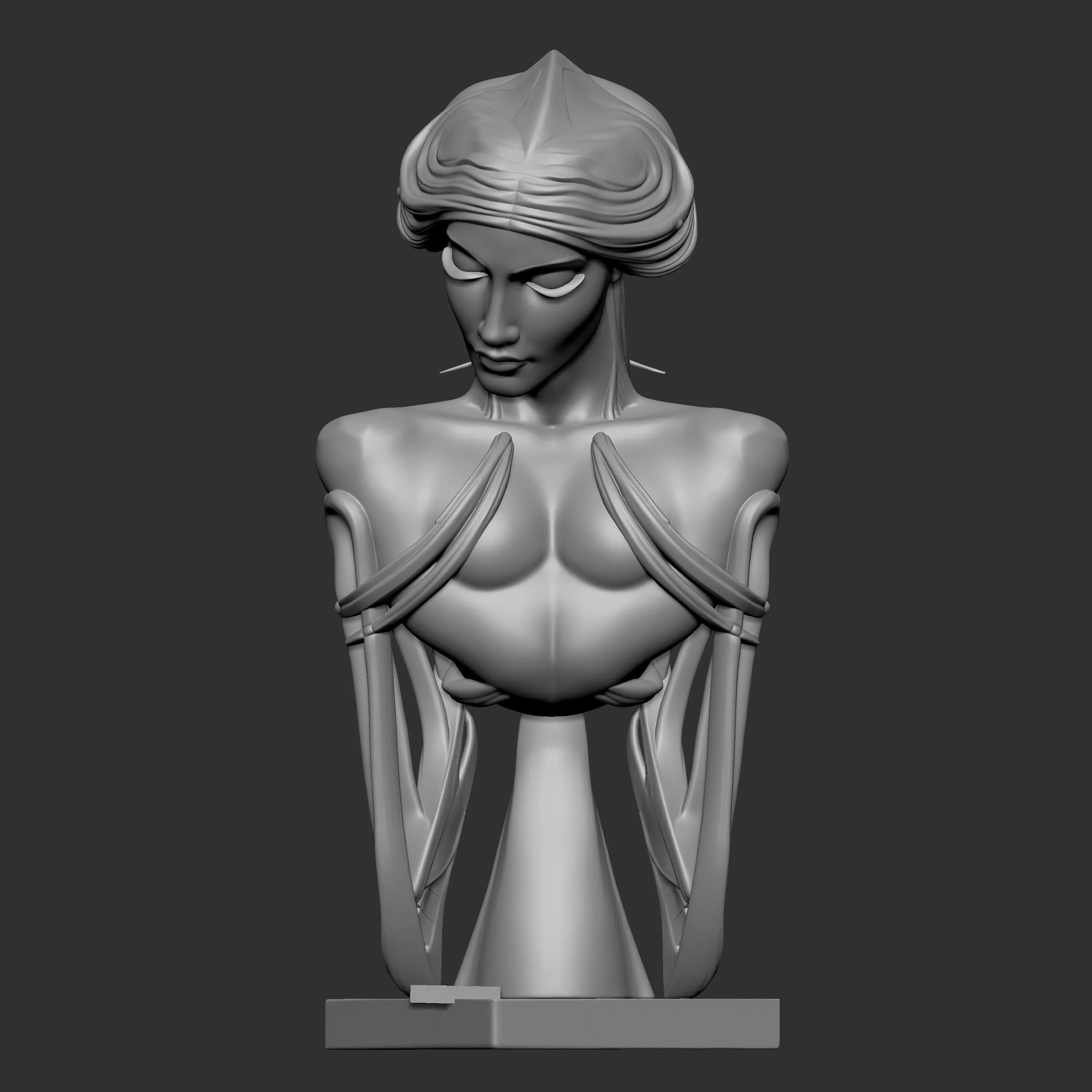 bust prominent Art Nouveau dark fantasy aesthetics 3D print model