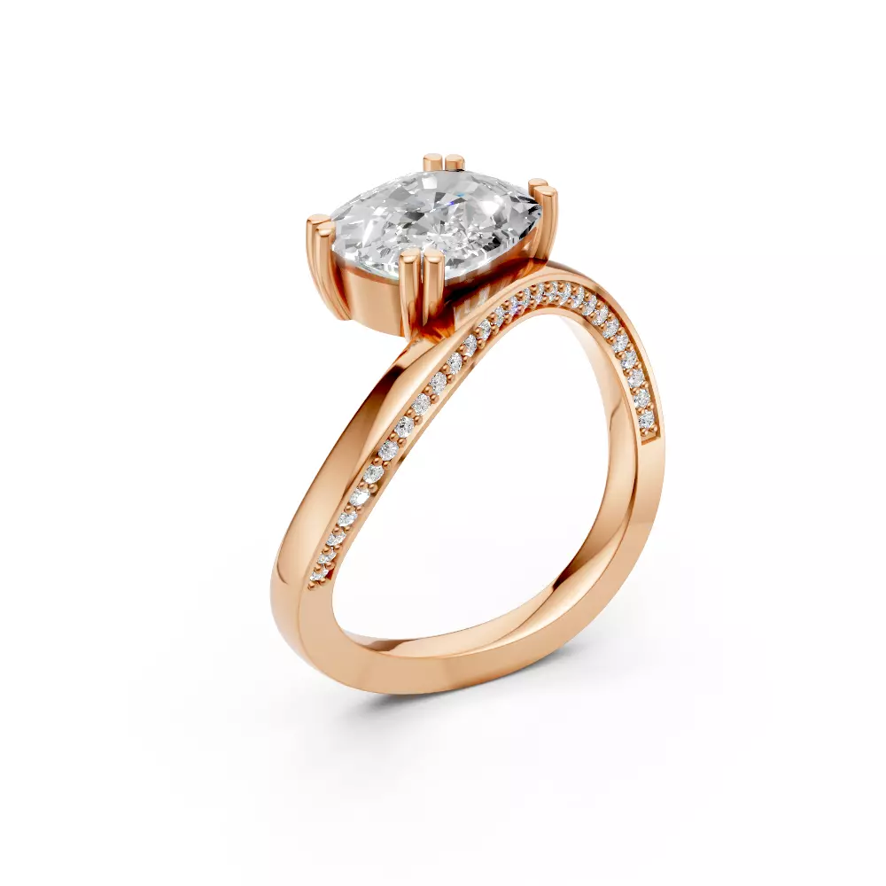 Tiffany cushion wave ring 3D print model