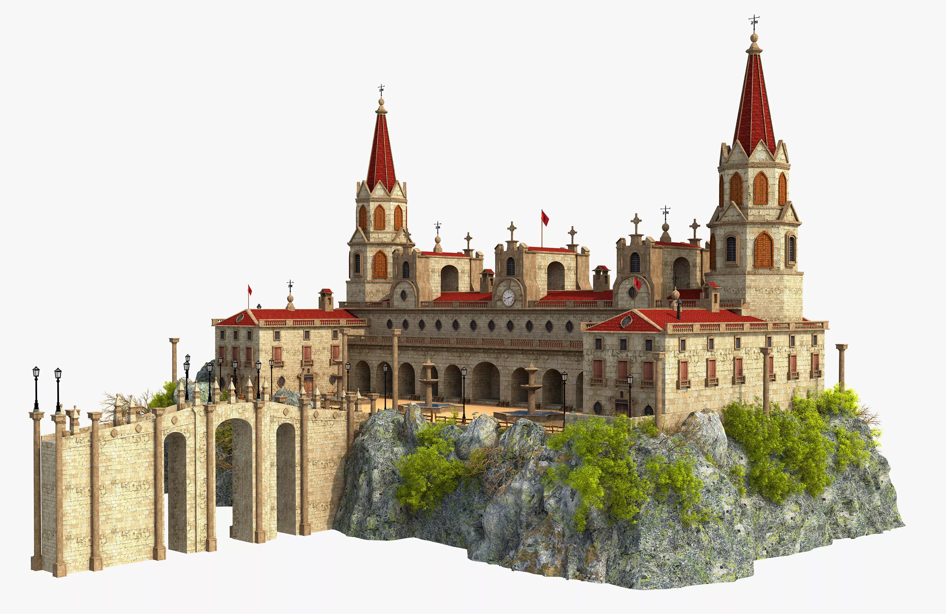 Fantasy Castle Monastery 3D model
