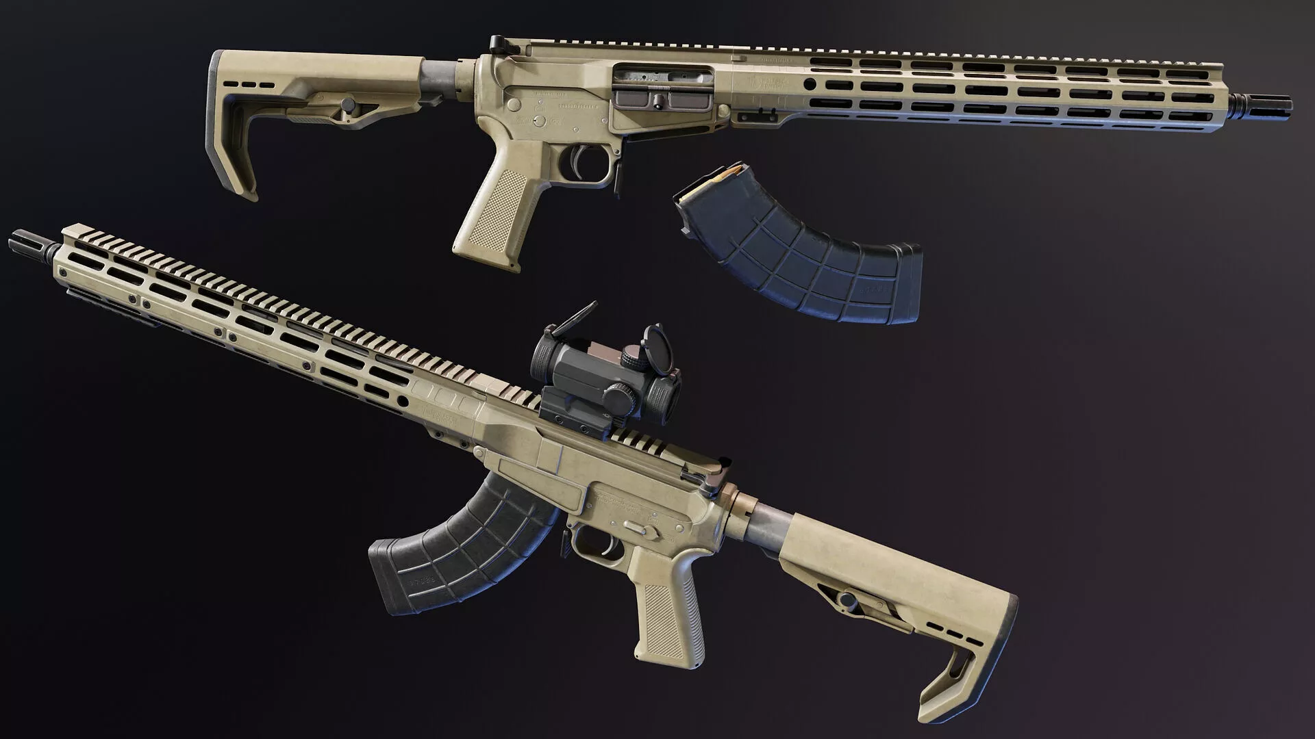 WP47 Rifle Low-poly 3D model