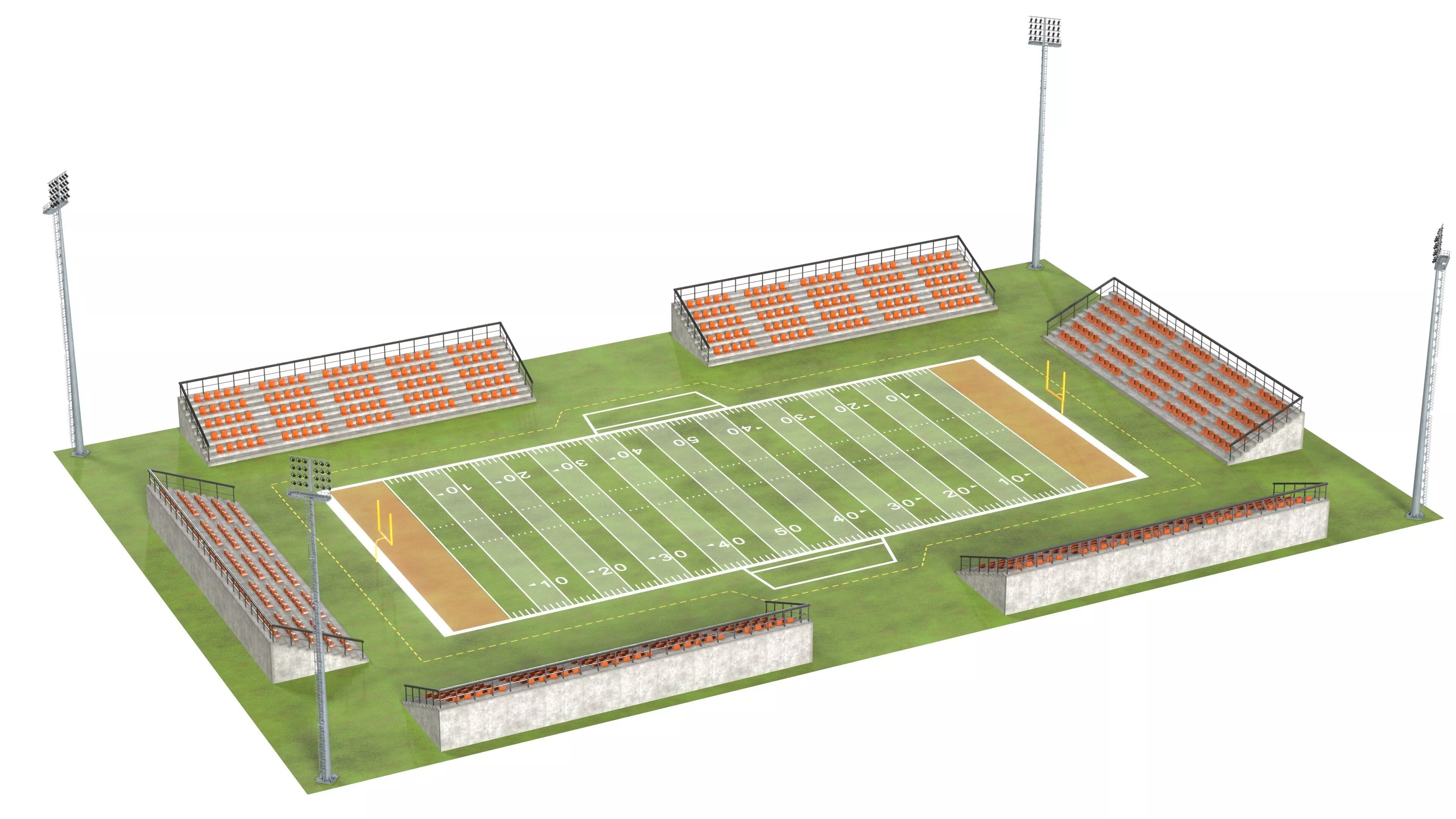 American Football Arena Low-poly 3D model