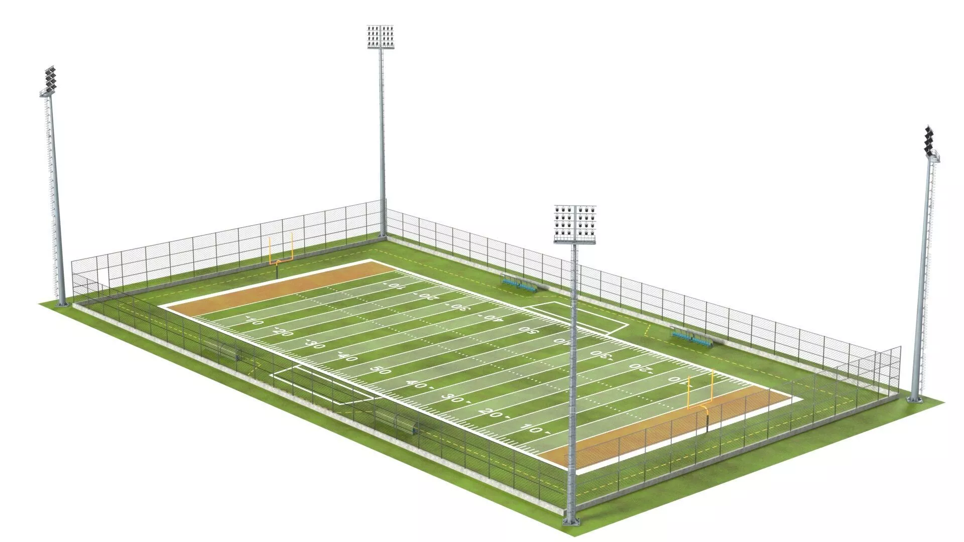 American Football Arena with Fences Low-poly 3D model