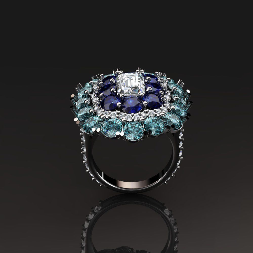 Gems ring 018 3D print model_1