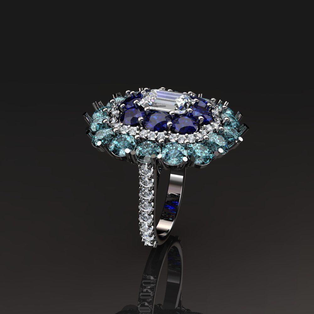 Gems ring 018 3D print model_2