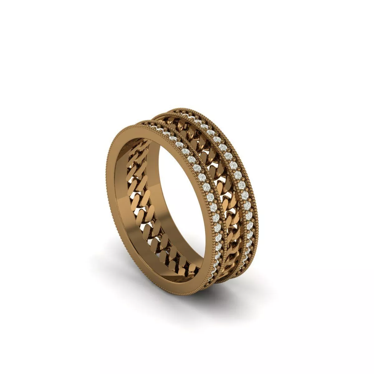 Chain Link Diamond Band Ring-3D CAD Model 3D print model