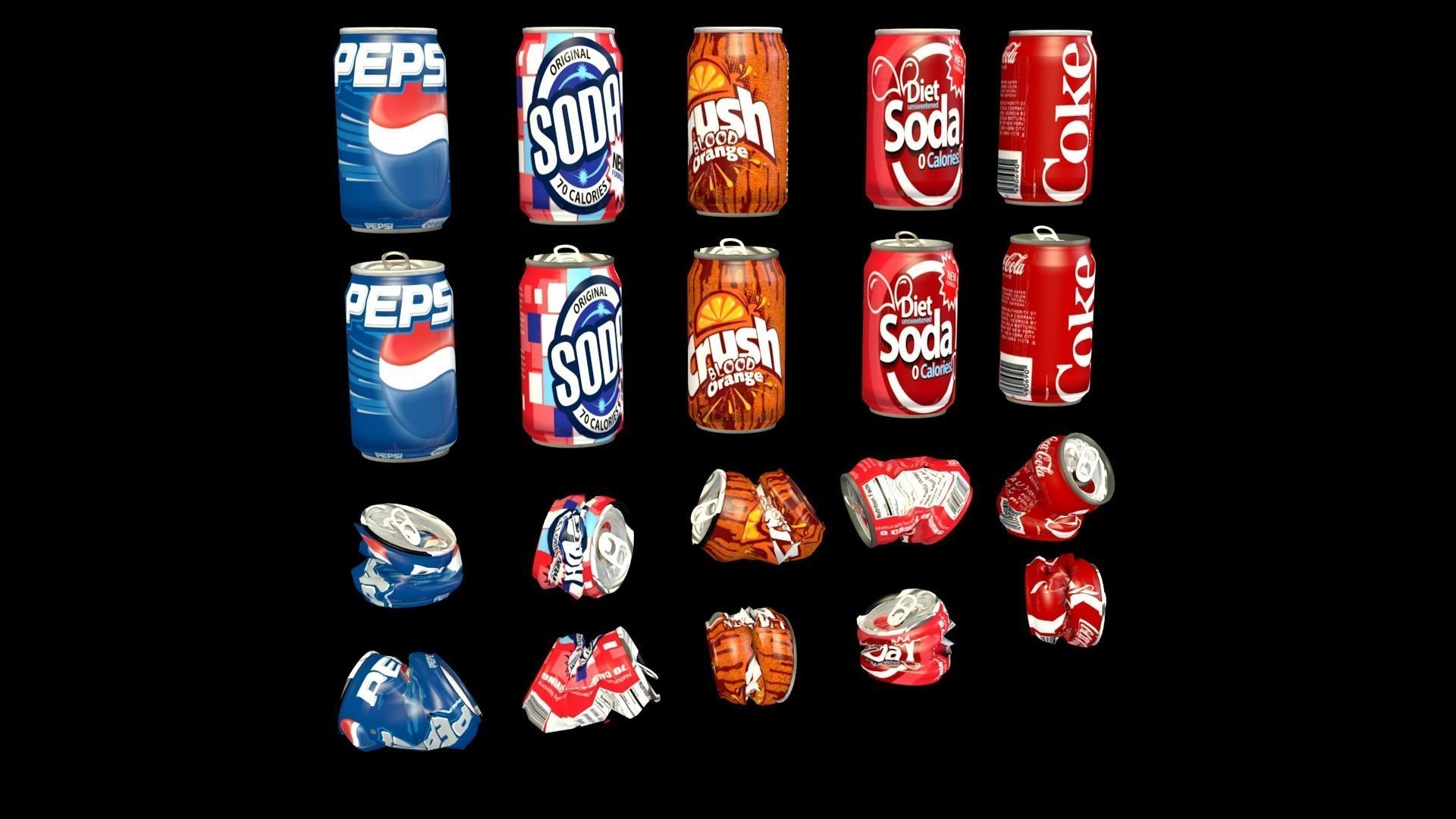 Soda Can Collection 3D model Low-poly 3D model_3