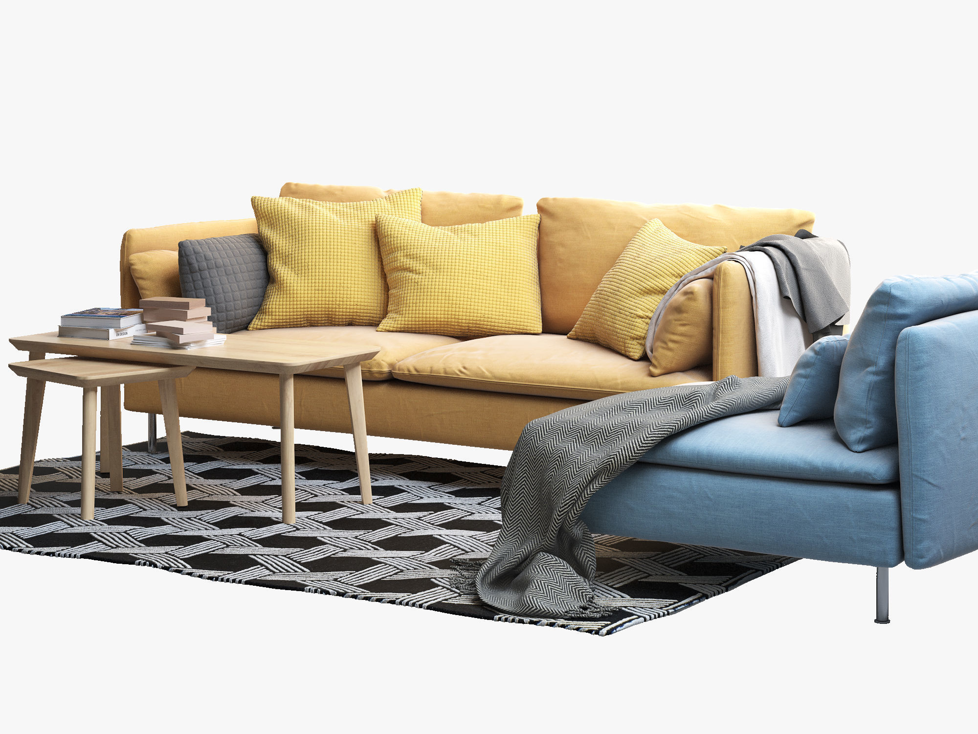 SODERHAMN Three-seat sofa and One-seat section Ikea 3D model_5