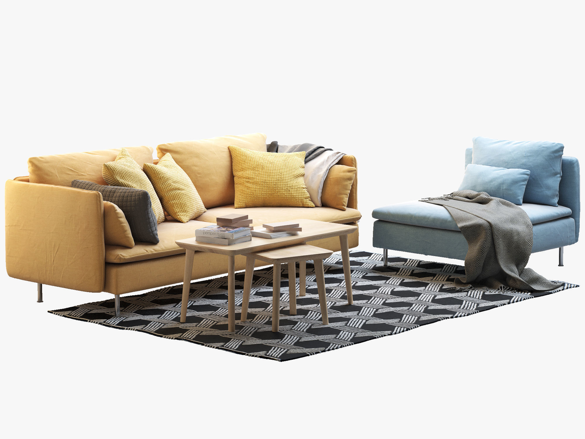 SODERHAMN Three-seat sofa and One-seat section Ikea 3D model_3