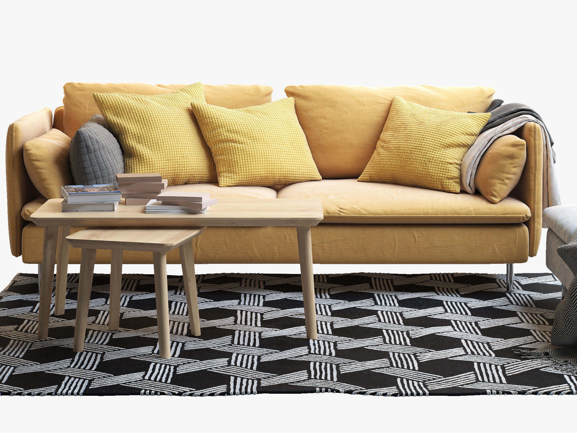 SODERHAMN Three-seat sofa and One-seat section Ikea 3D model_1