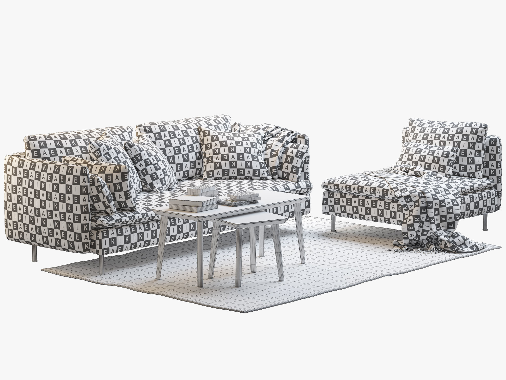 SODERHAMN Three-seat sofa and One-seat section Ikea 3D model_4