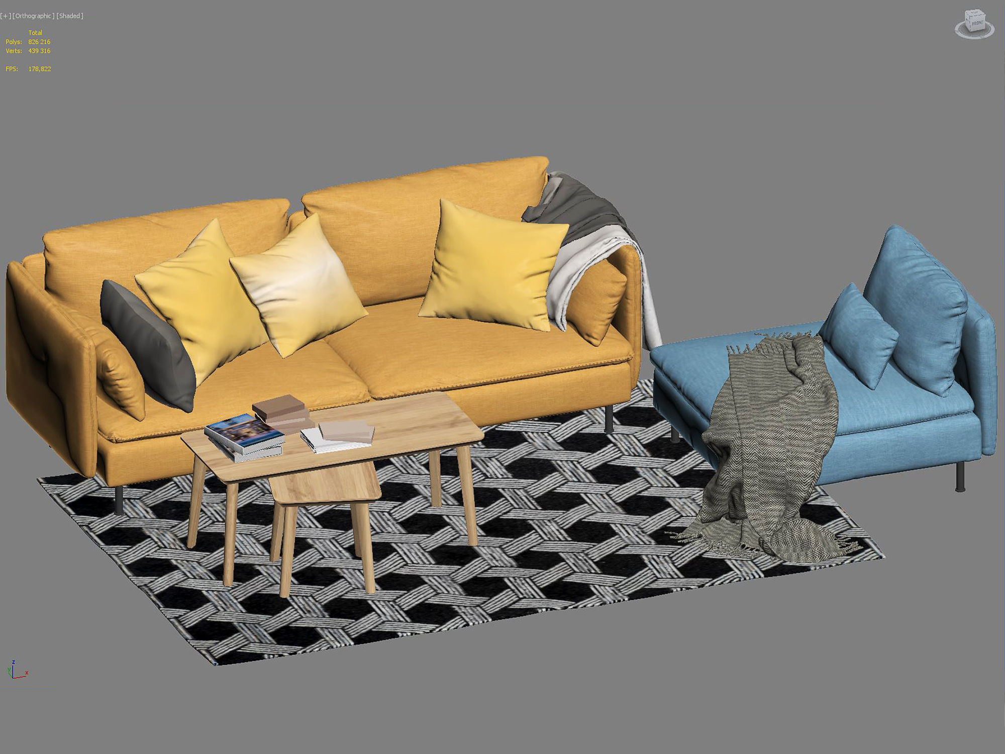 SODERHAMN Three-seat sofa and One-seat section Ikea 3D model_10