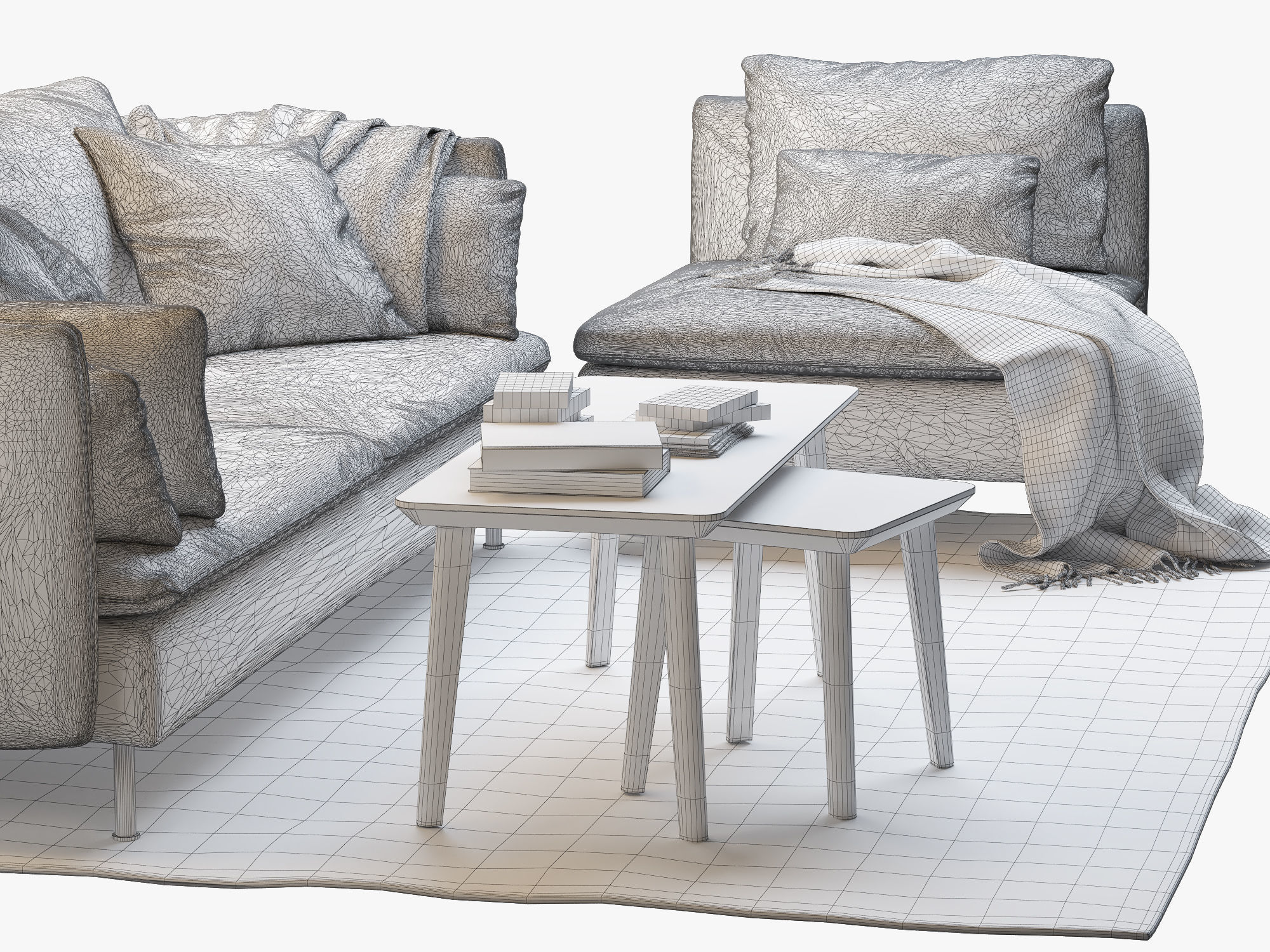 SODERHAMN Three-seat sofa and One-seat section Ikea 3D model_7