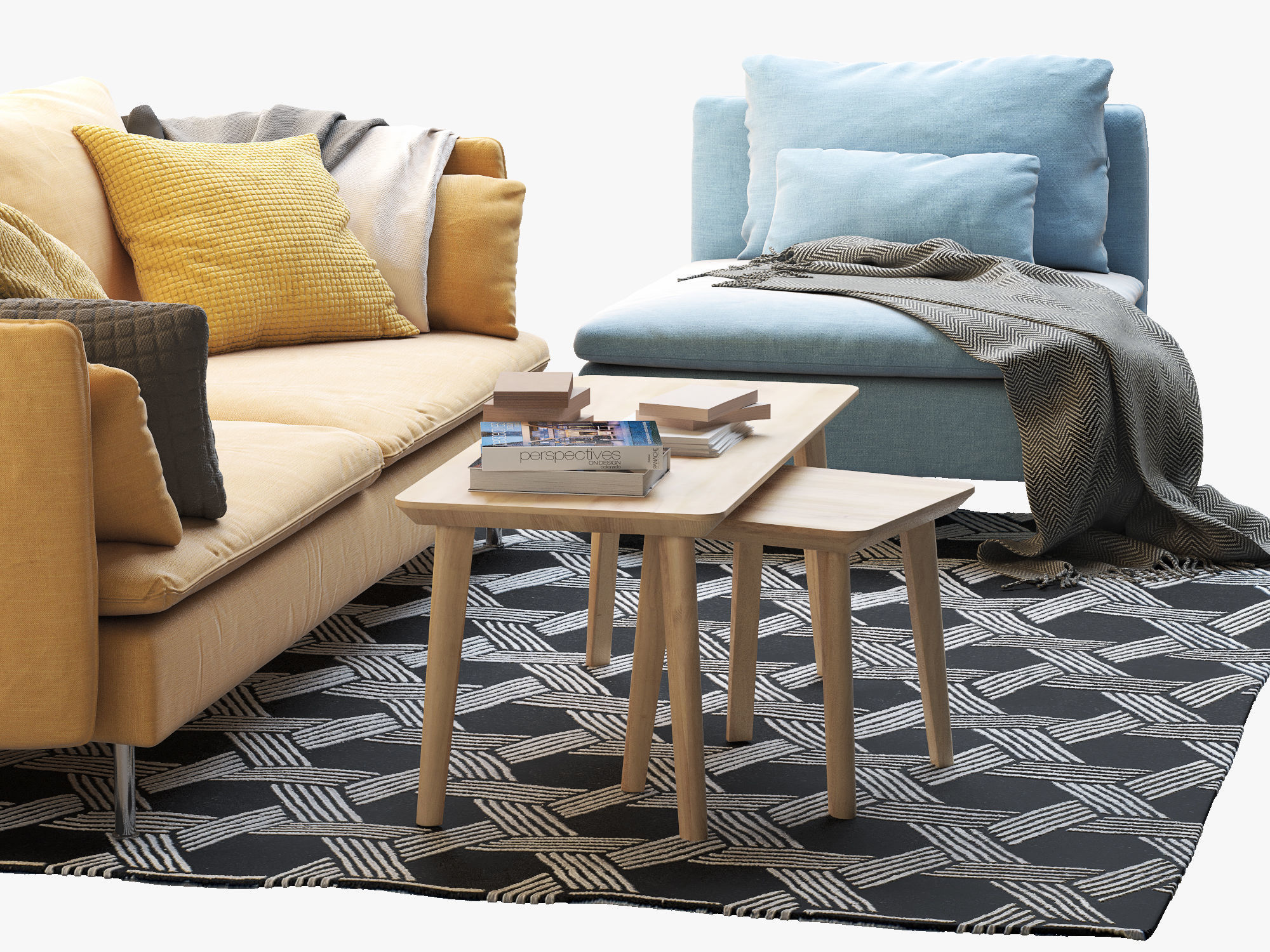 SODERHAMN Three-seat sofa and One-seat section Ikea 3D model_6