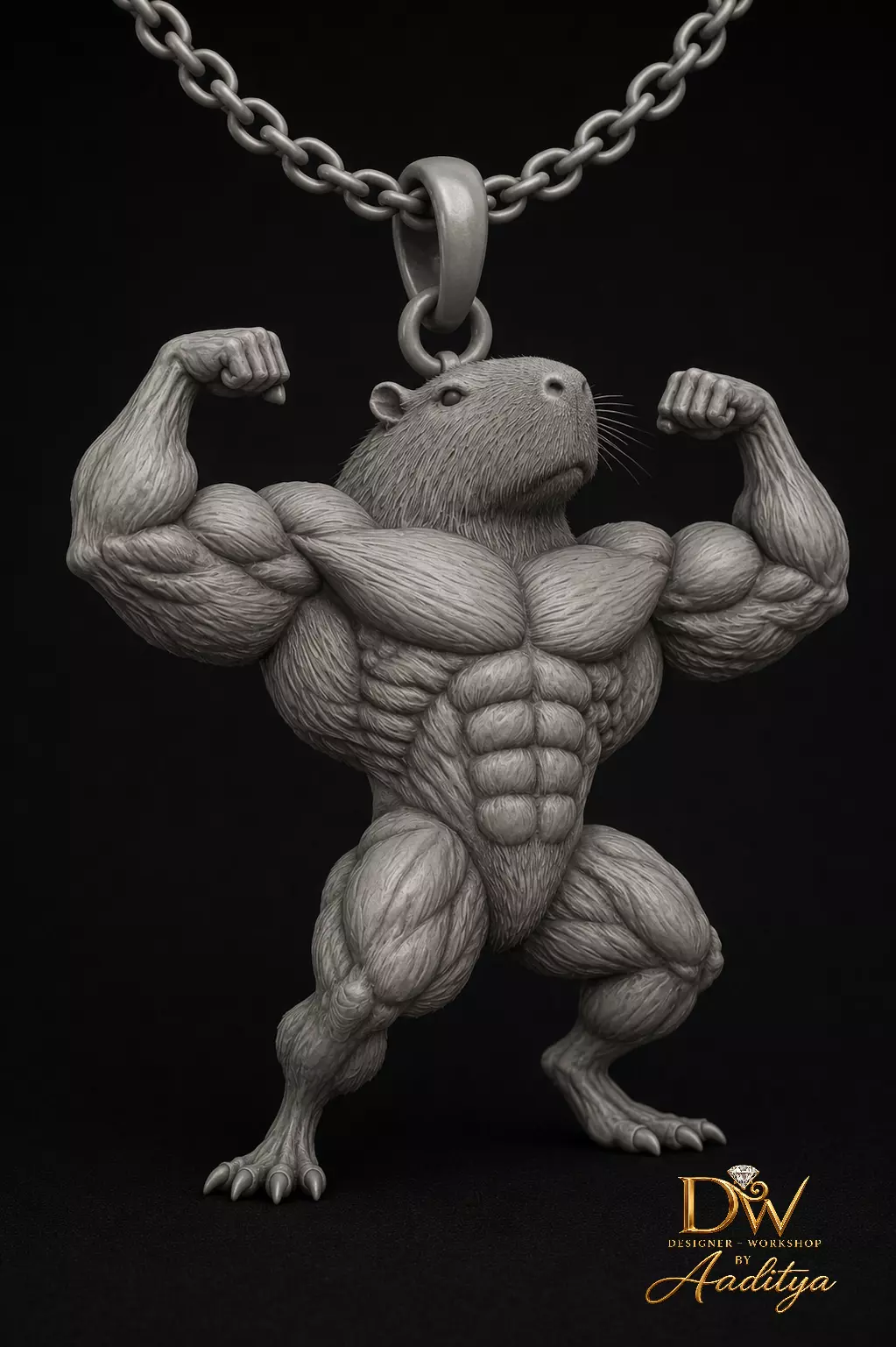Muscular Buff Capybara Pendant 3D print model