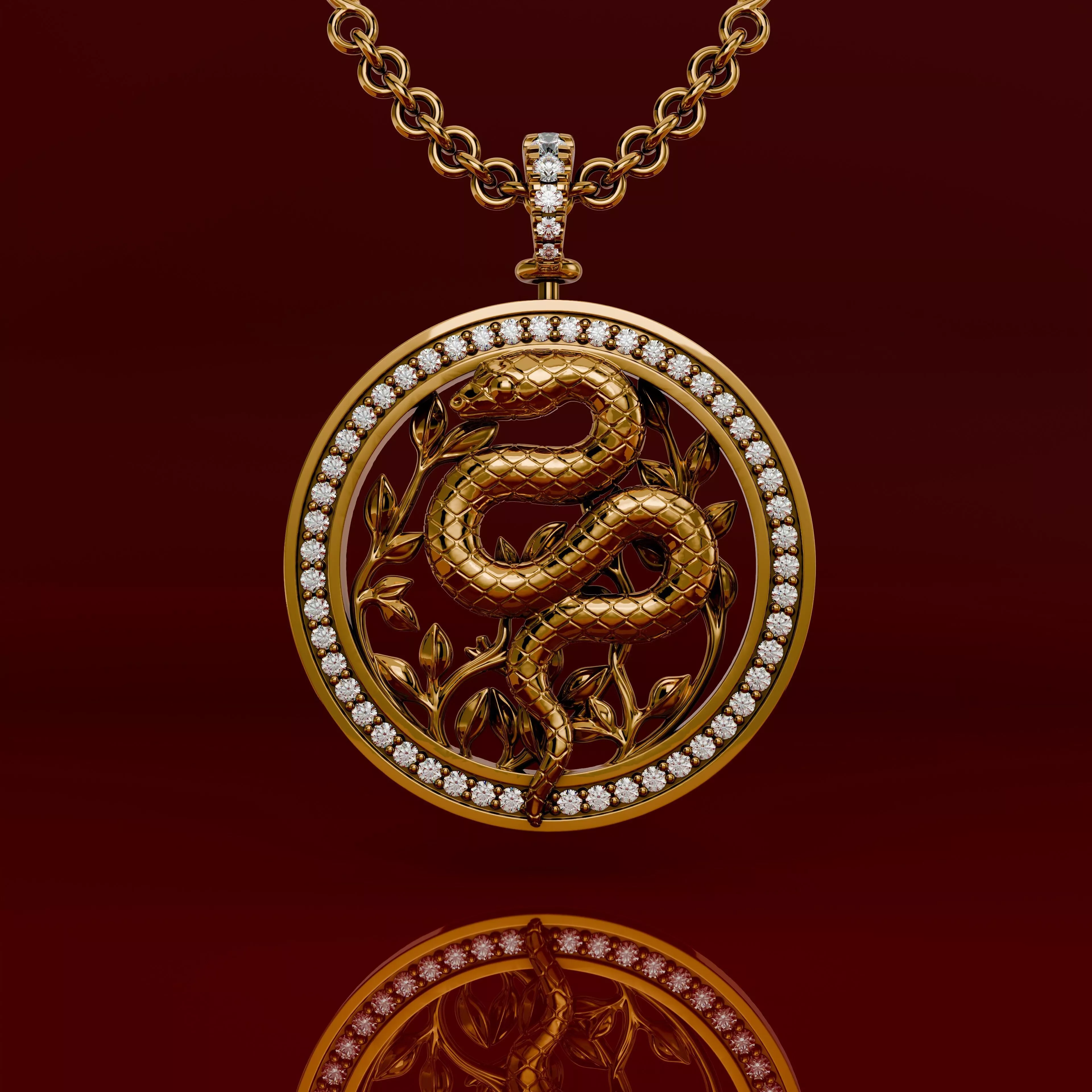 Gold Snake Pendant with Rotating Bail 3D print model