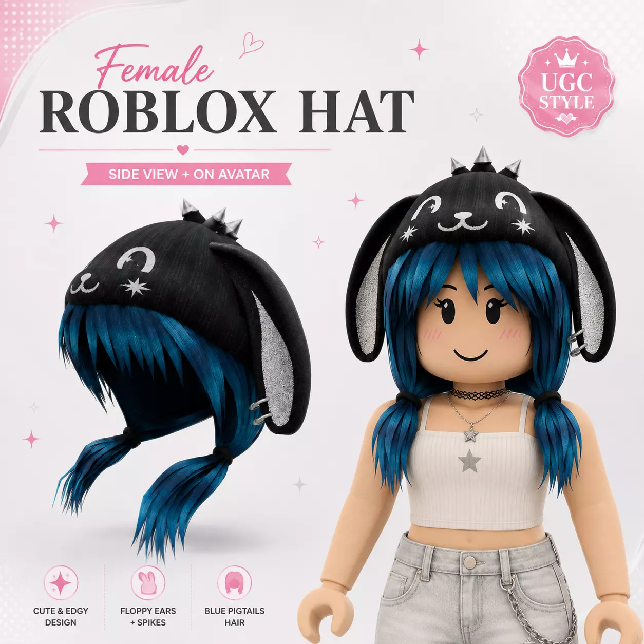 Blue Bunny UGC Hair Low-poly 3D model