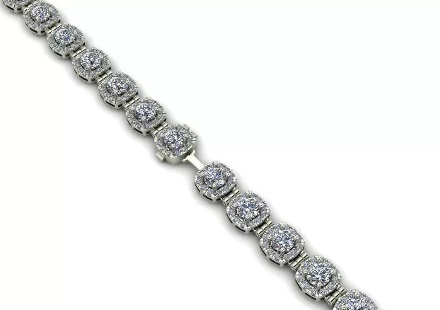 Luxury Diamond Halo Tennis Bracelet with Integrated Clasp 