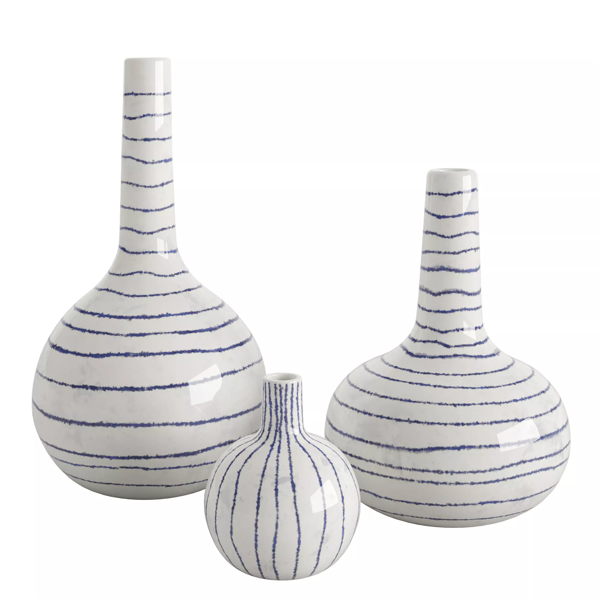 Handmade Striped Ceramic Vase 3D model