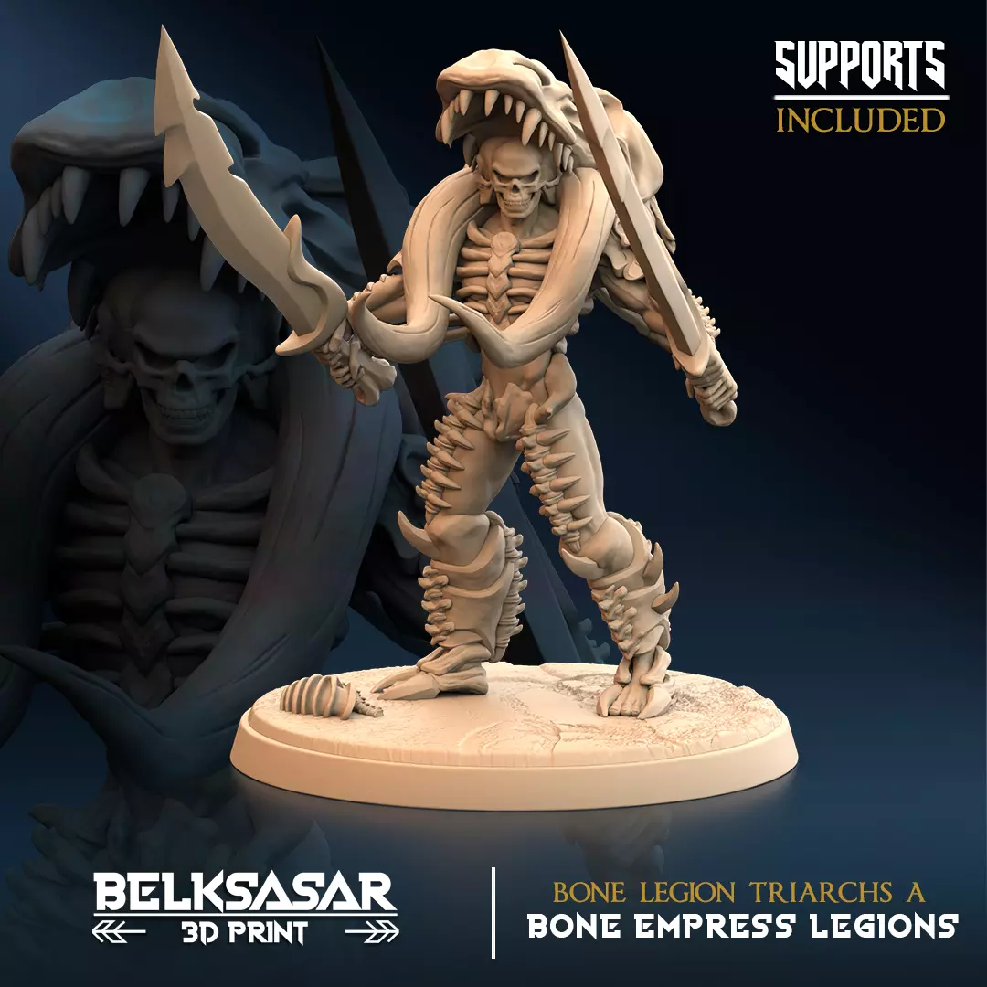 Multi-Armed Skeleton Warrior - Bone Legion Triarchs A 3D print model
