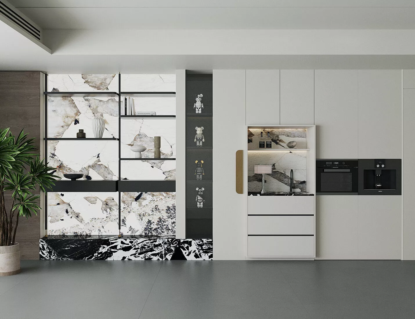Modern Integrated Sideboard Water Bar Cabinet 3D model
