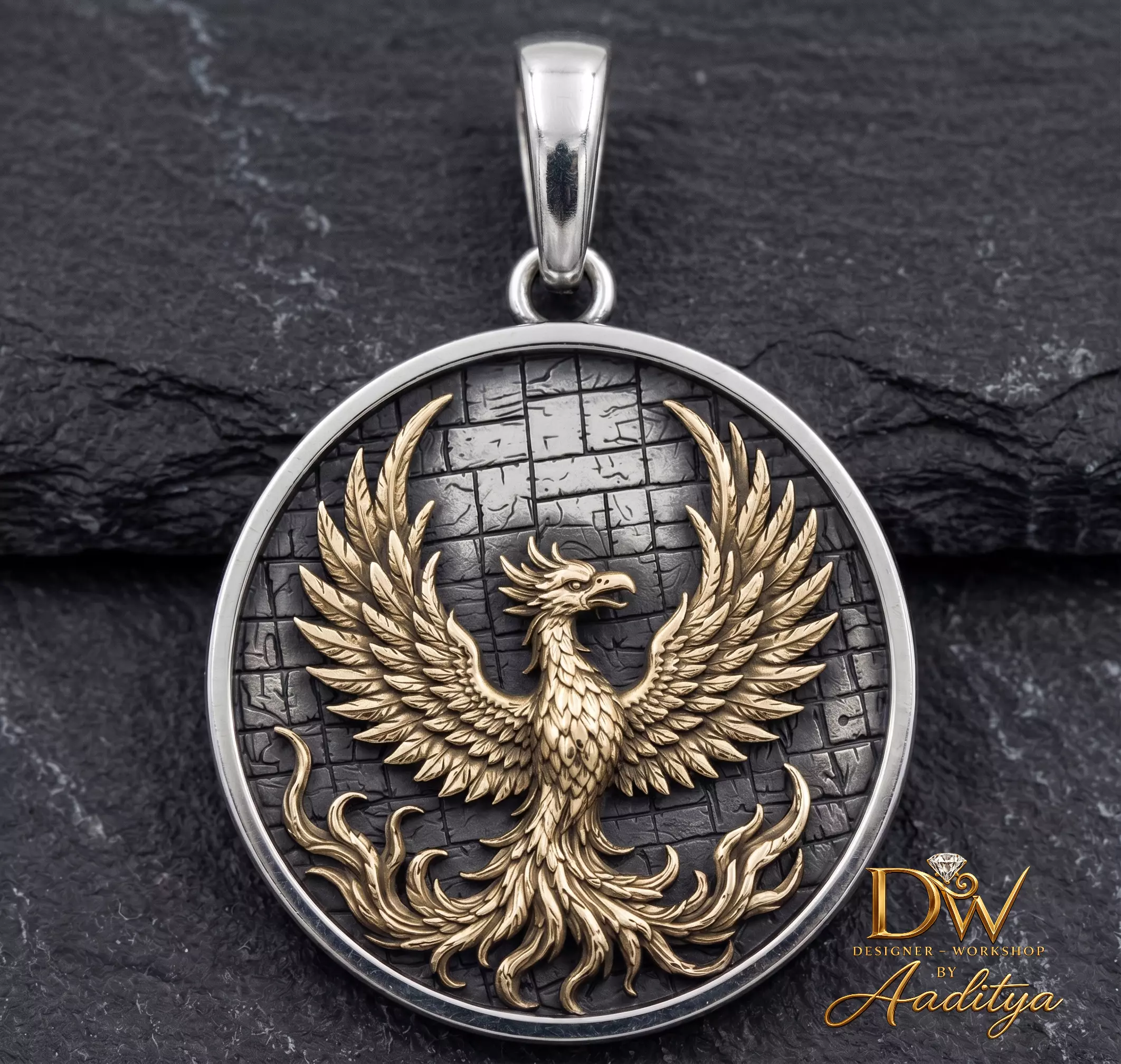 Phoenix Medallion Firebird Pendant 3D print model