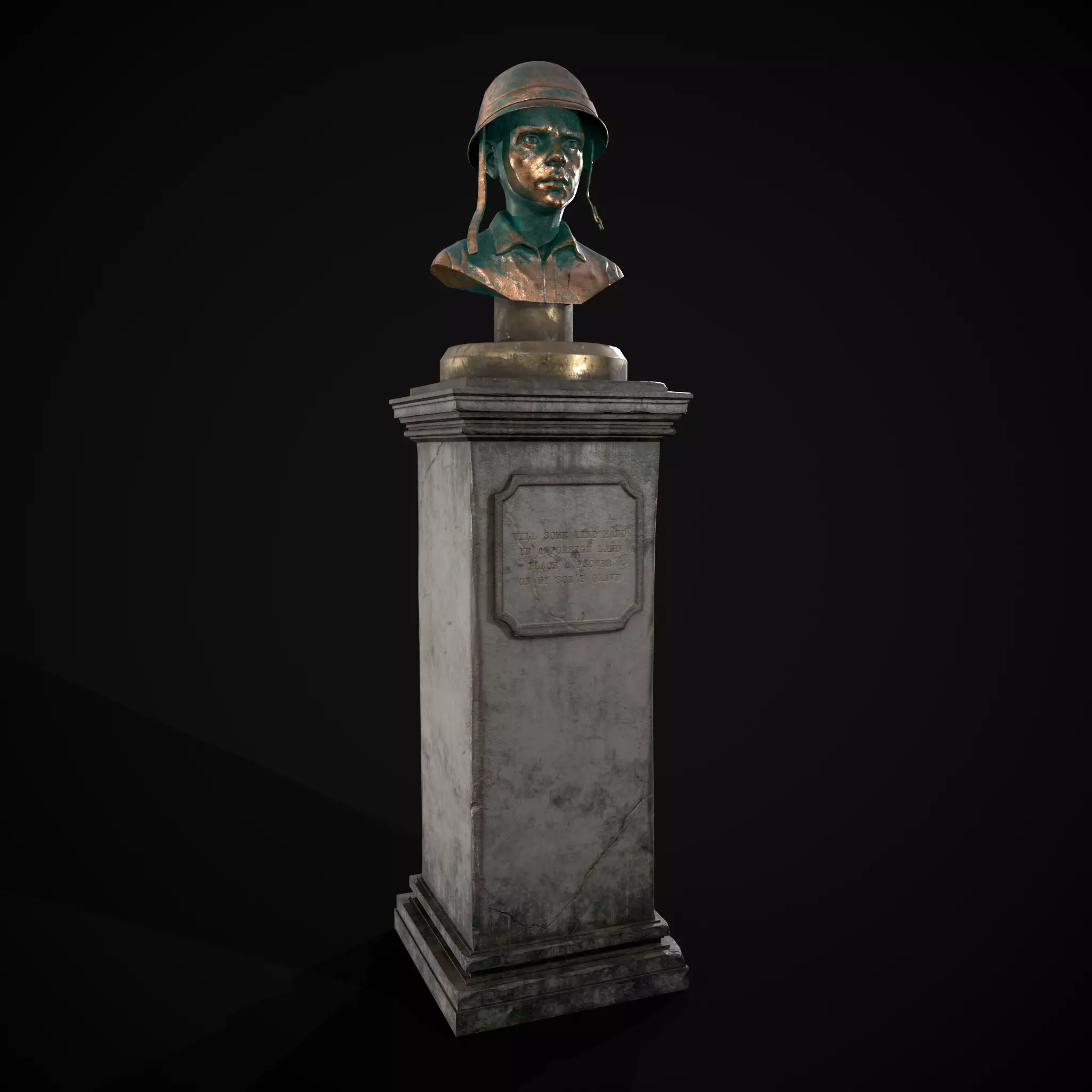 Bronze Child Soldier Bust Low-poly 3D model