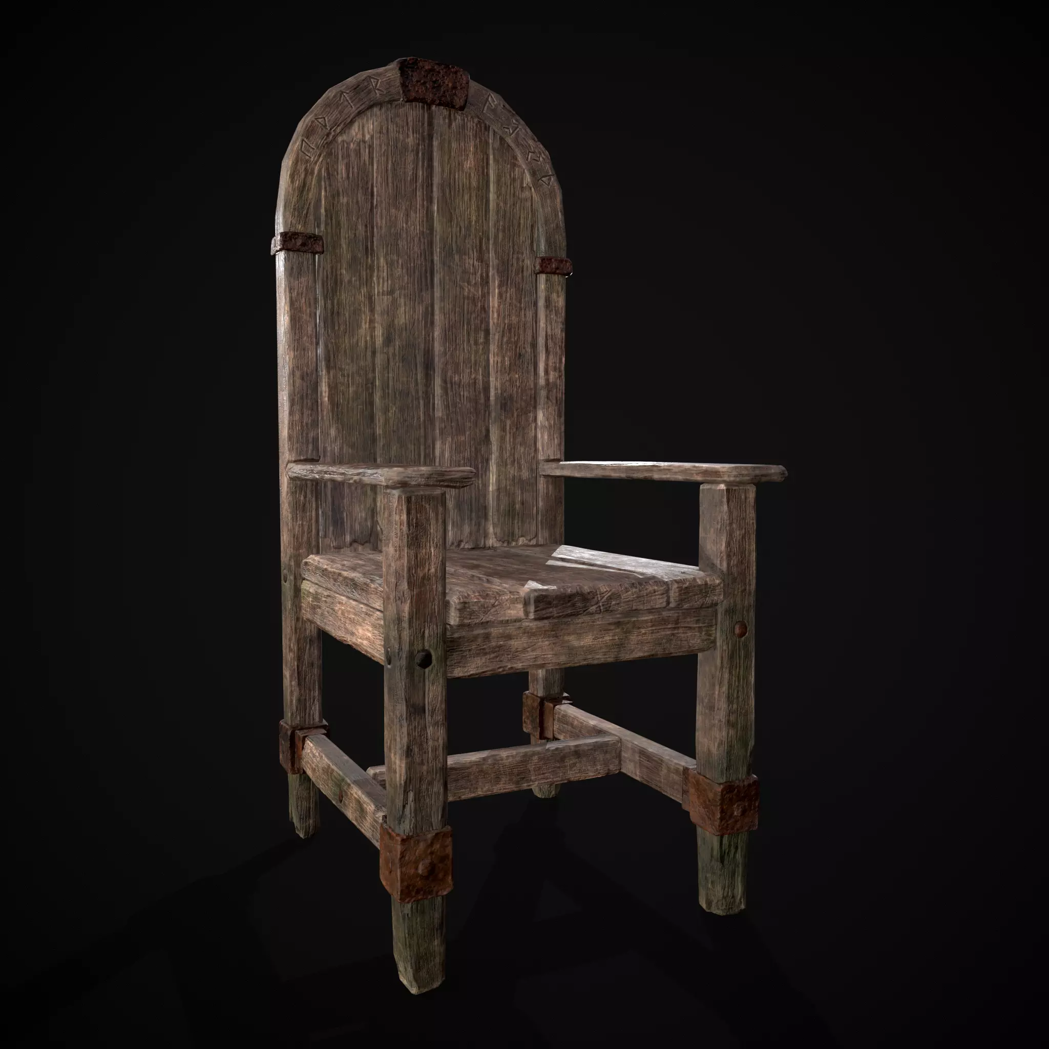 Weathered Viking Chair Low-poly 3D model