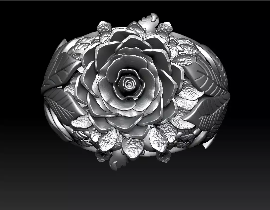 Botanical Leaf Band Statement Ring 3D print model