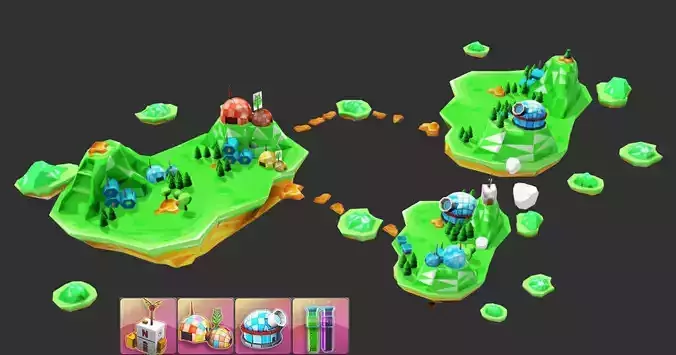 Island Discovery Natural Low-poly 3D model