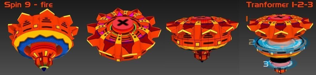 Cartoon Spin Path 3 Low-poly 3D model_5