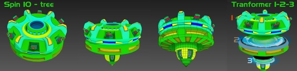 Cartoon Spin Path 3 Low-poly 3D model_7