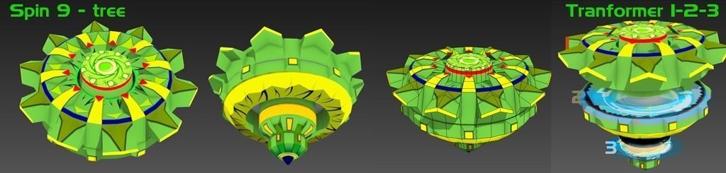 Cartoon Spin Path 3 Low-poly 3D model_4