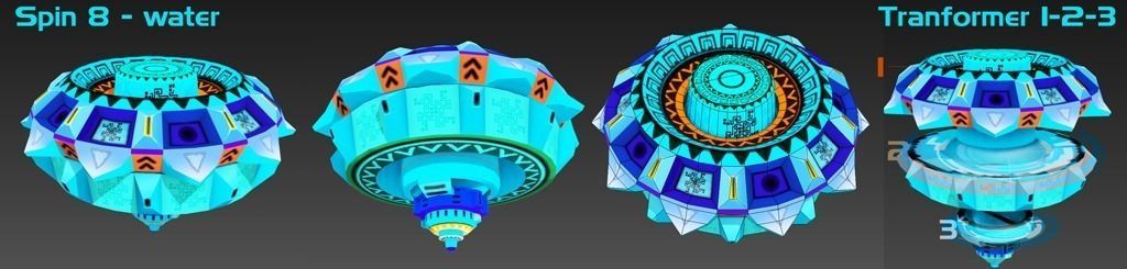 Cartoon Spin Path 3 Low-poly 3D model_6