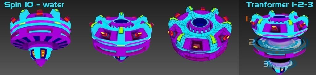 Cartoon Spin Path 3 Low-poly 3D model_9