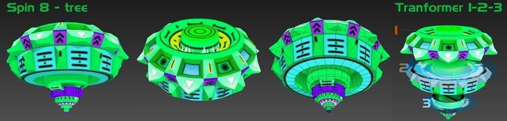 Cartoon Spin Path 3 Low-poly 3D model_2