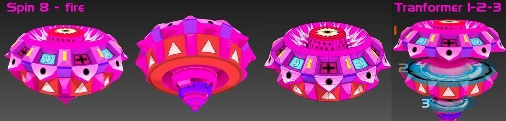 Cartoon Spin Path 3 Low-poly 3D model_1