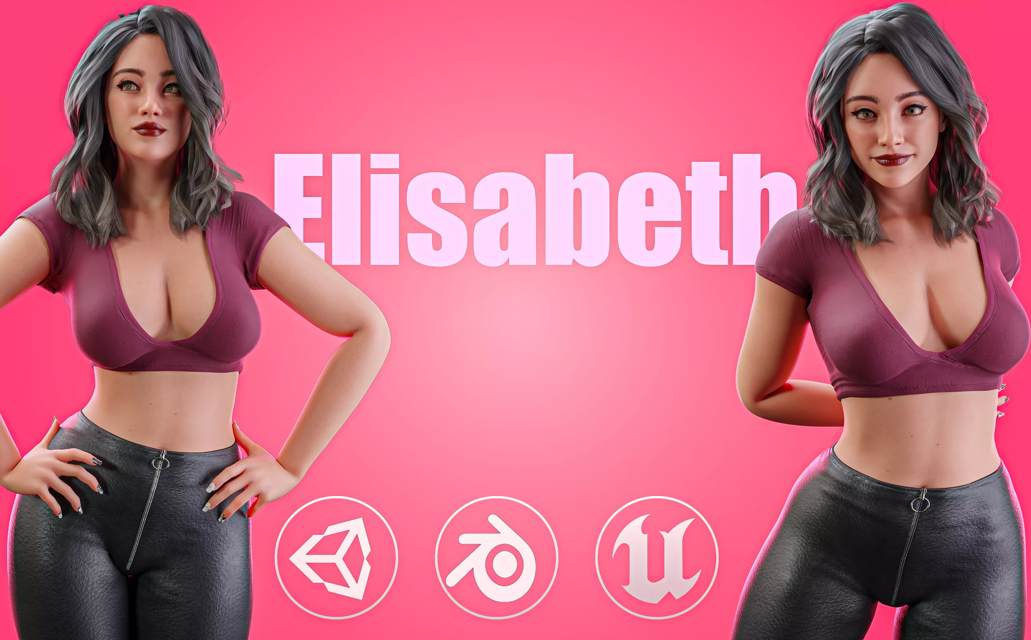 Stylized Female Character Rigged with Animations Game Ready Low-poly 3D model