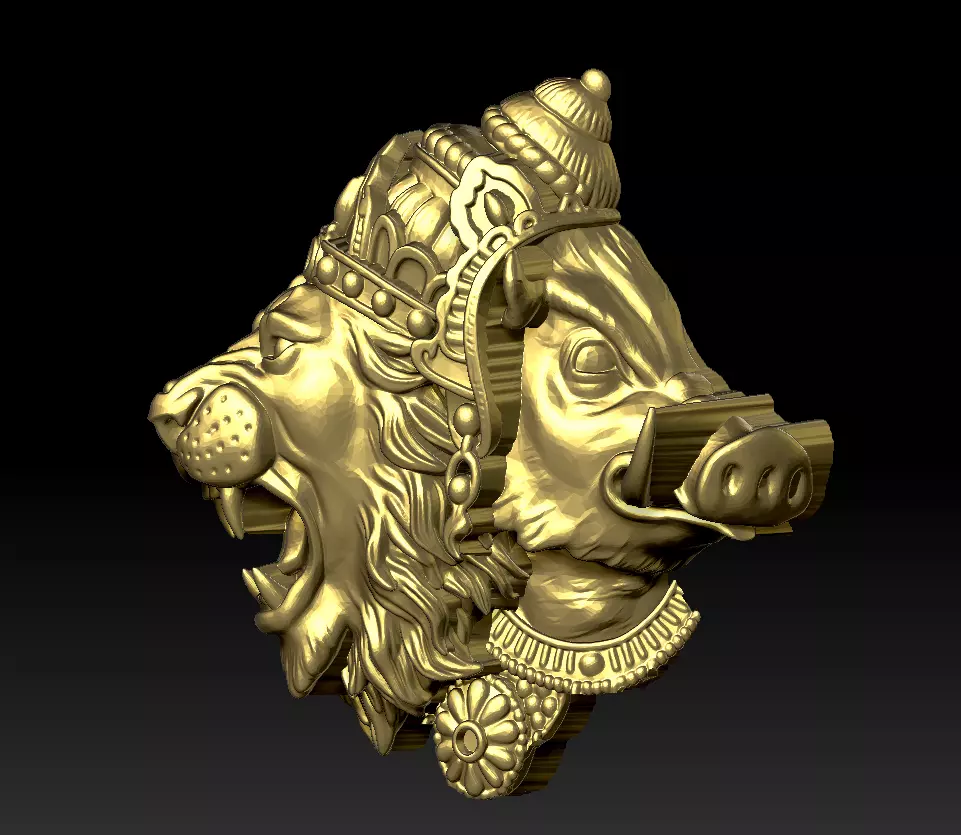 Mythological Dual Head Lion 3D print model
